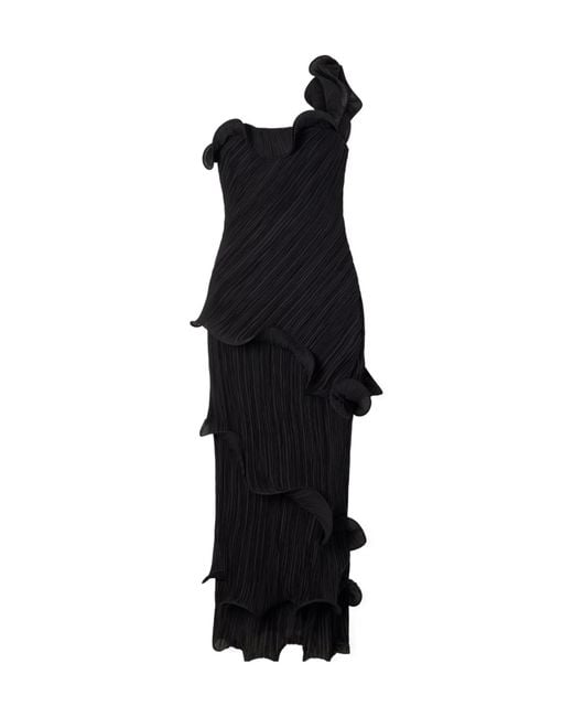 Cult Gaia Black Payton Cloqué Gown