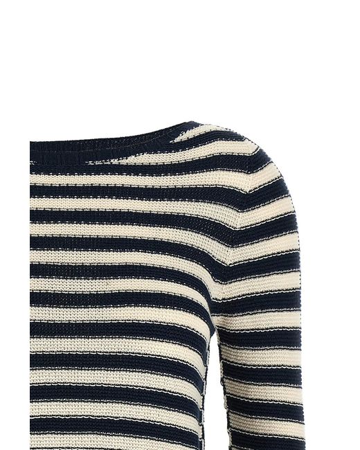 Twinset Black Striped Flared-Sleeve Knitted Sweater