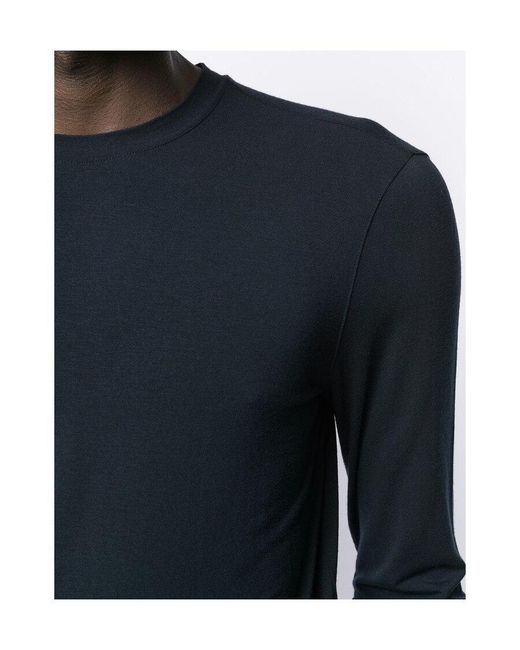 Giorgio Armani Blue Crewneck Long-Sleeved T-Shirt for men