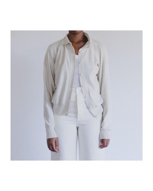 Baserange White Tier Button-Up Polo Cardigan