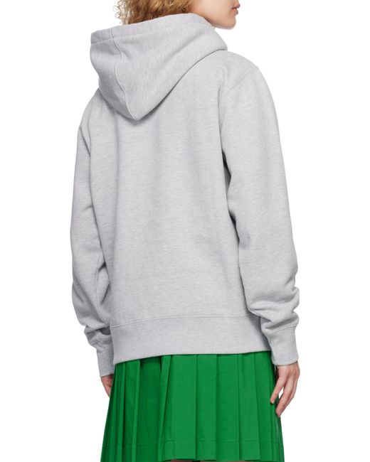 Maison Kitsuné Gray Embroidered-Logo Cotton Hoodie for men