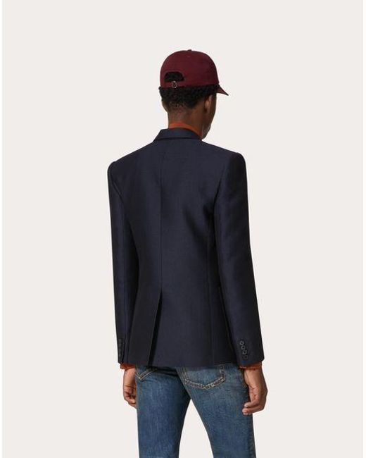 Valentino Blue Single-Breasted Long-Sleeved Blazer for men