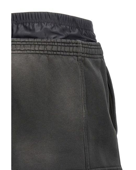 Alexander Wang Black Layered Elasticated-Waist Shorts