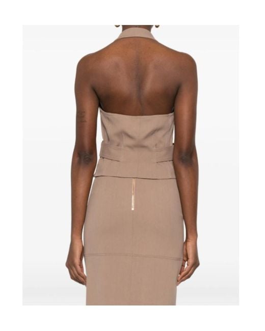 Elisabetta Franchi Natural V-Neck Belted Vest
