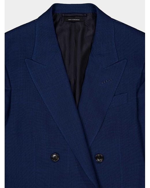 Tom Ford Blue Double-Breasted Wool Blazer for men