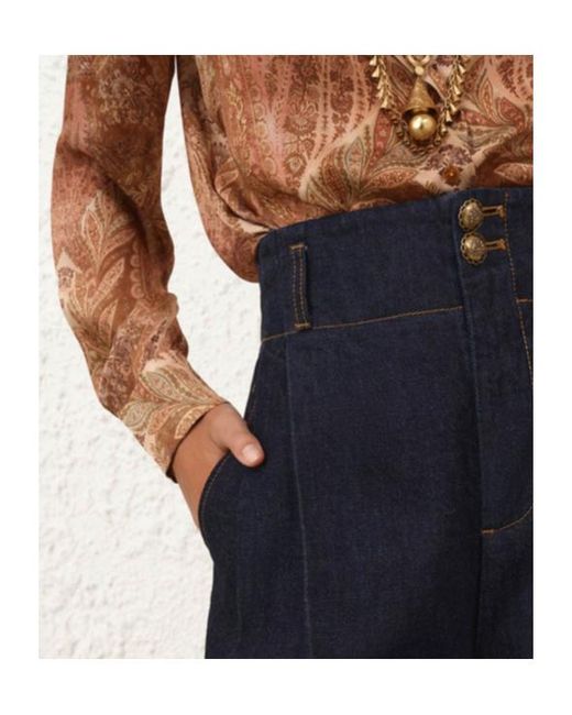 Zimmermann Blue Hypnotic Denim Tailored Pants