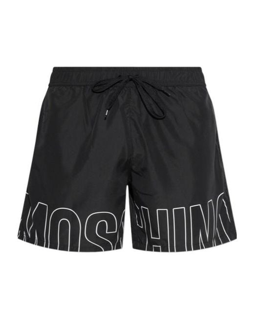 Moschino Black Drawstring Swim Trunks for men