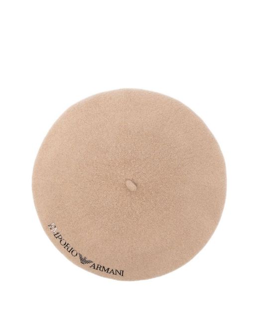 Emporio Armani Natural Logo Embellished Beret