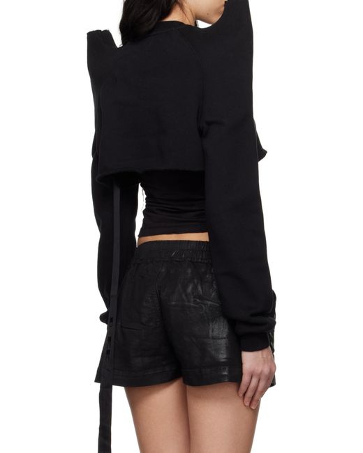 Rick Owens Black Tecsweat Cropped Sweatshirt