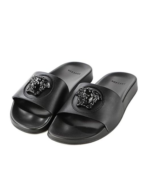 Versace Black Flat Sandals
