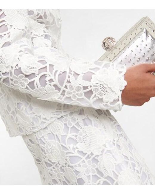 Giambattista Valli White Single-Breasted Fringed Lace Jacket
