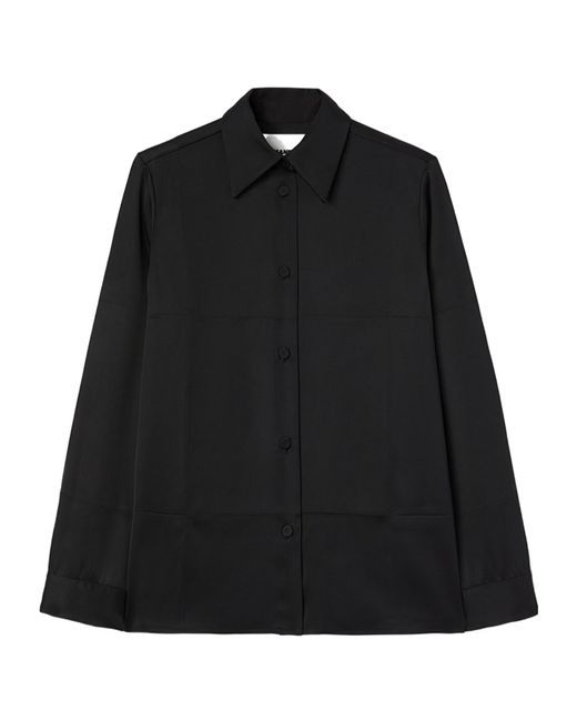 Jil Sander Black Long-Sleeved Twill Shirt