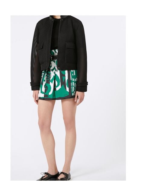 Max Mara Green Printed Silk Mini Skirt