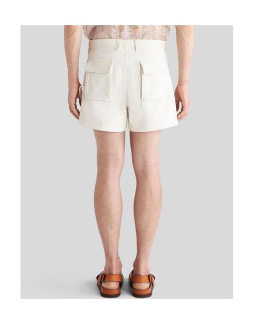 Etro White High Waisted Button-Up Chino Shorts for men
