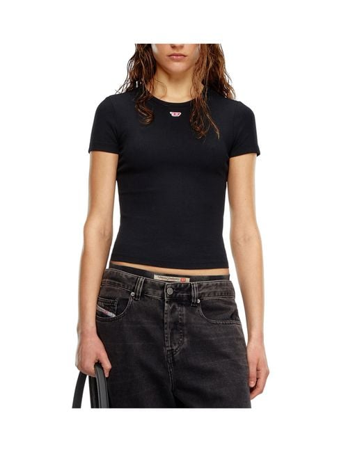 DIESEL Black T-Ele-Long-D Crewneck T-Shirt