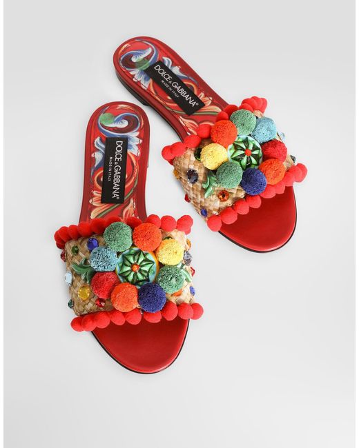Dolce & Gabbana Embroidered Flat Slides