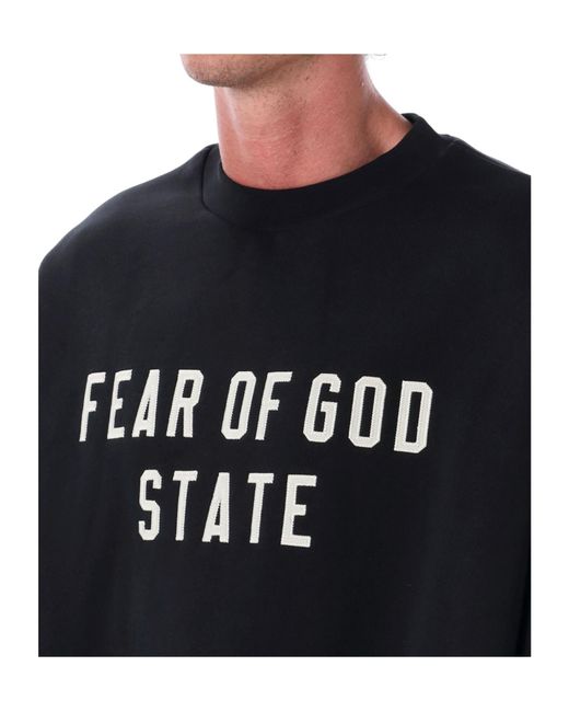 Fear Of God Blue Logo Printed Crewneck Sweatshirt for men