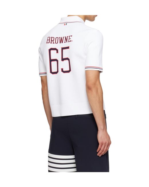 Thom Browne White Short-Sleeved Tennis Polo Shirt for men