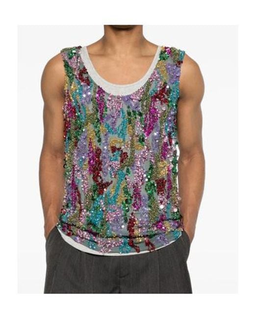 Dries Van Noten Multicolor Crew Neck Vest for men