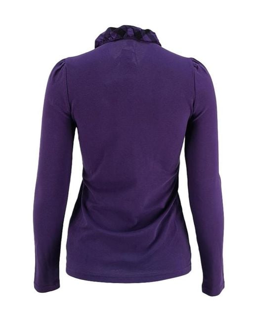 Burberry Purple Logo Long-Sleeved Polo Shirt