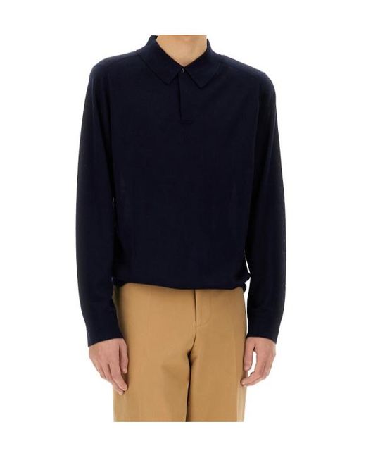 Paul Smith Black Long-Sleeve Knitted Polo Shirt for men