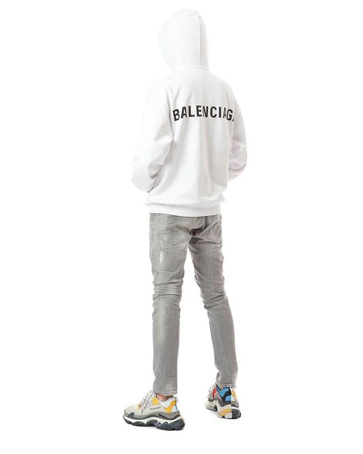Balenciaga White Felpa Con Cappuccio