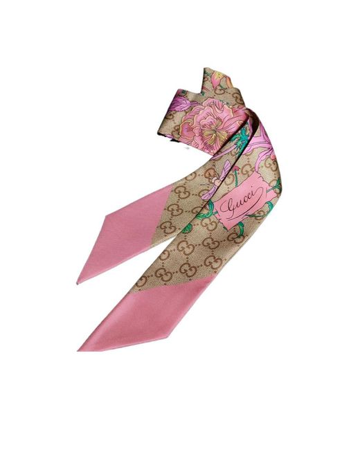 Gucci Red Printed Silk Ribbon