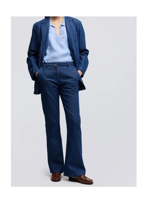 Aspesi Blue Top With Visible Stitching Details
