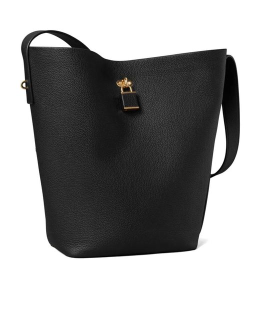 Tory Burch Black Slim Lock Bucket Bag