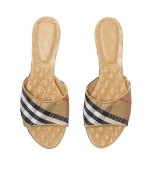 Burberry White Check Sloane Slides