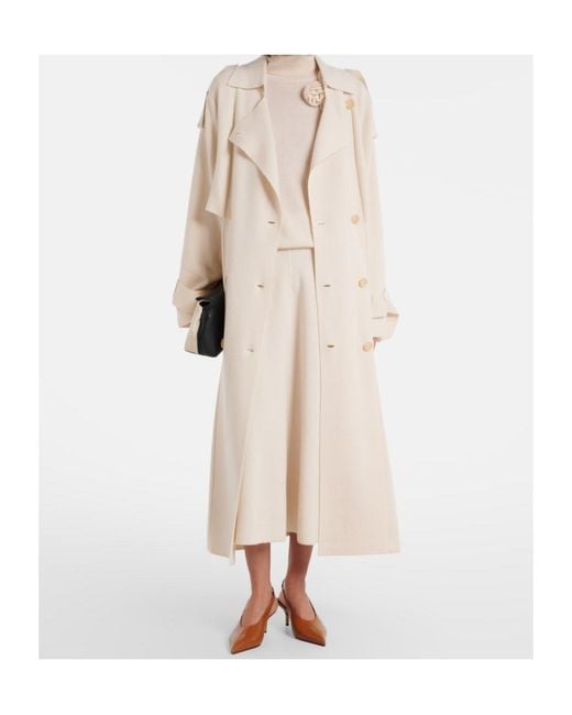 Jardin Des Orangers Natural Wool And Cashmere Trench Coat