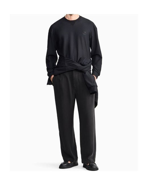 Giorgio Armani Blue Textured Logo Sweater for men