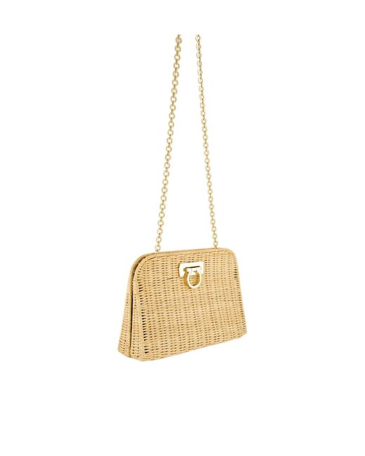Ferragamo Metallic Diana Clutch (S)