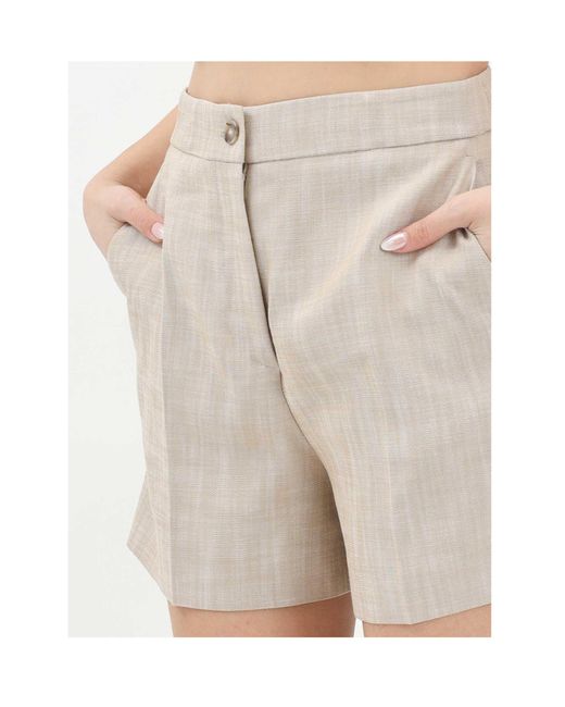 Pinko Natural Pleated Detail Tailored Shorts