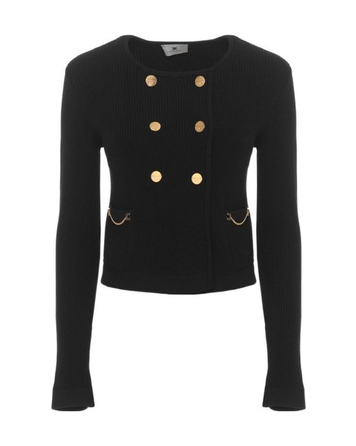 Elisabetta Franchi Black Double-Breasted Cardigan