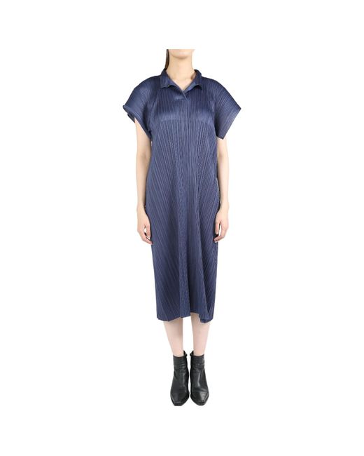 Pleats Please Issey Miyake Blue August Dress