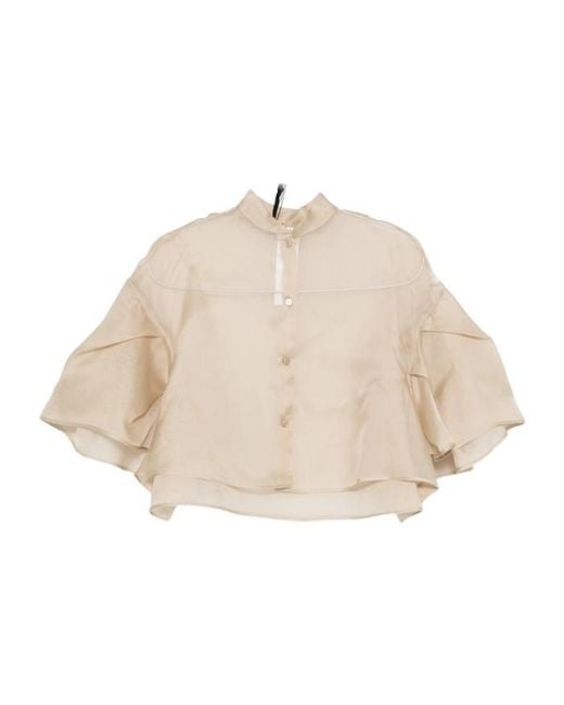 Max Mara Natural High-Necked Short-Sleeved Top