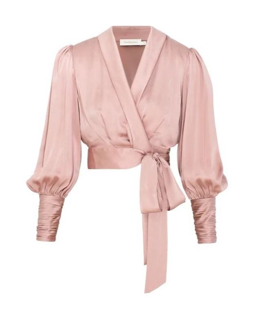 Zimmermann Pink Wrap-Design Blouse