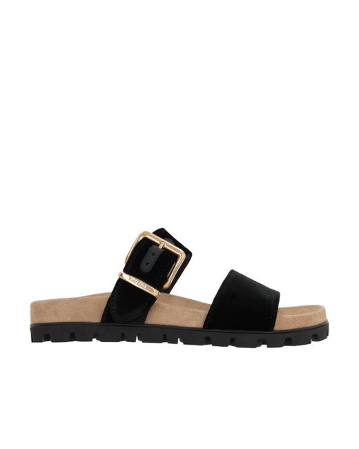 Miu Miu Black Suede Buckle Sandals