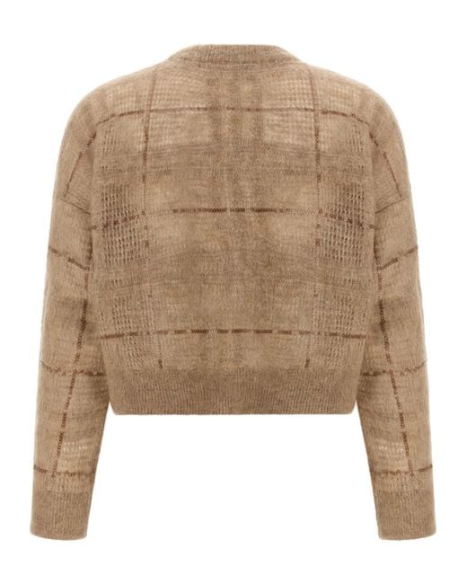 Brunello Cucinelli Natural Sequin Check Sweater