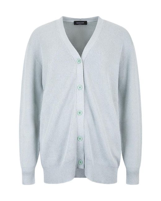 Fabiana Filippi Blue Long-Sleeved Knitted Cardigan