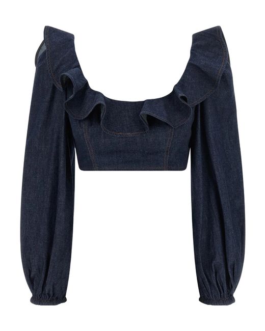 Zimmermann Blue Aster Denim Frill Top
