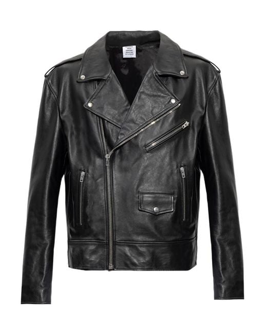 Vetements Black Long-Sleeved Leather Jacket for men