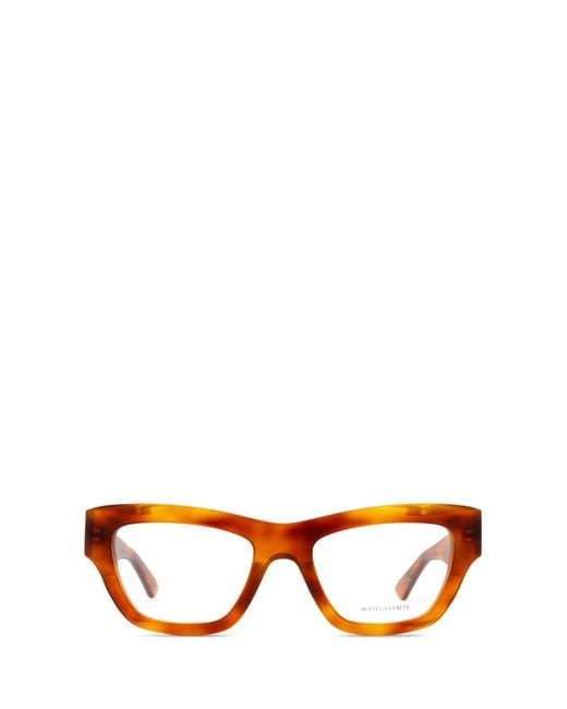Bottega Veneta Orange Eyewear Rectangular Frame Glasses