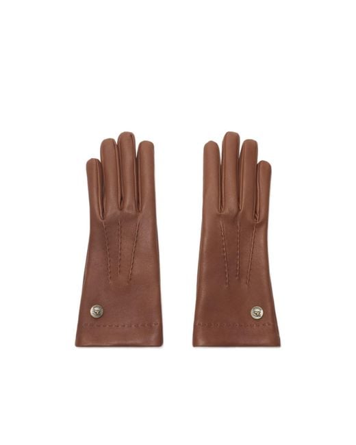 Burberry Brown Logo Studded Leather Gloves