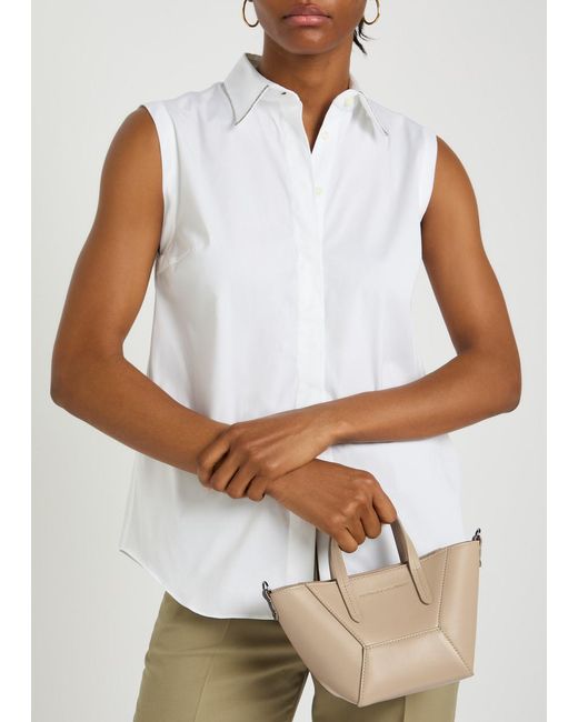 Brunello Cucinelli White Bead Mini Leather Tote Bag