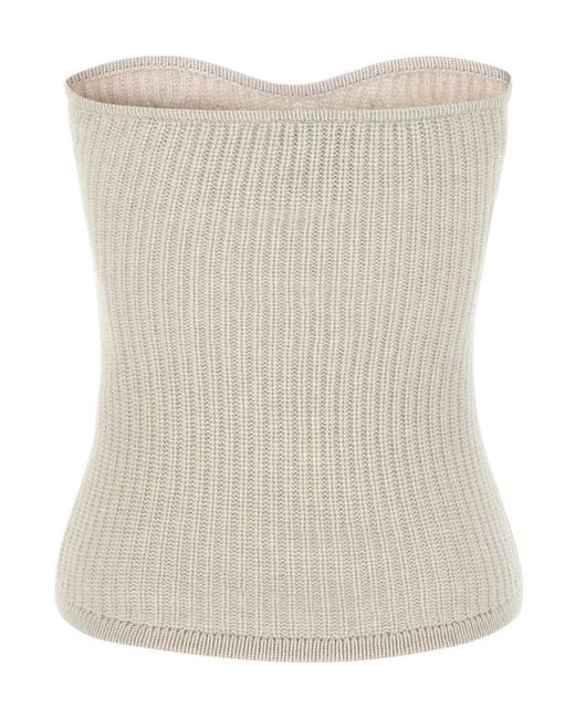 Isabel Marant Natural Blaze Strapless Bustier Knitted Top