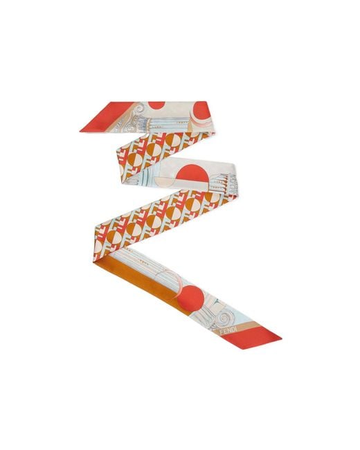 Fendi White Wrappy Graphic Printed Scarf