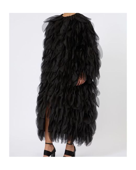 Max Mara Black Lauto Ruffled Coat