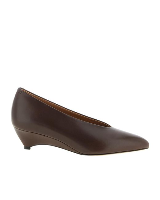 Jil Sander Brown Arc Pointed Toe Pumps
